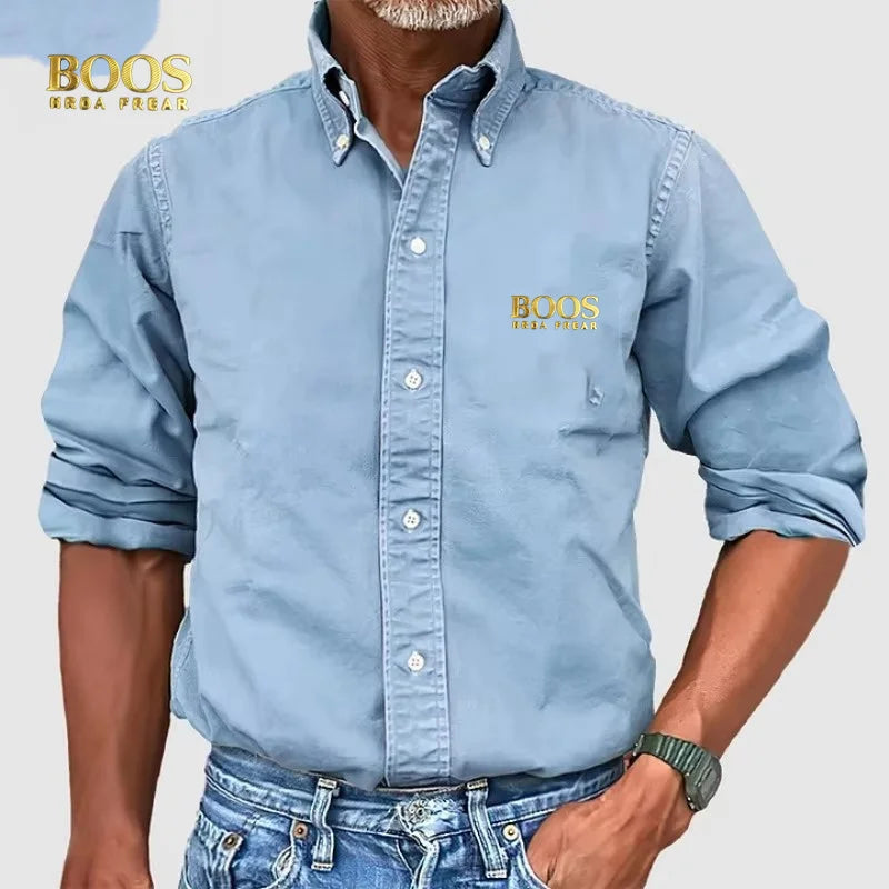 Chemise Homme Couleur Unie Col Boutonné 4 Saisons – Casual Business Urbain Polyvalent Raffiné | Mode Homme
