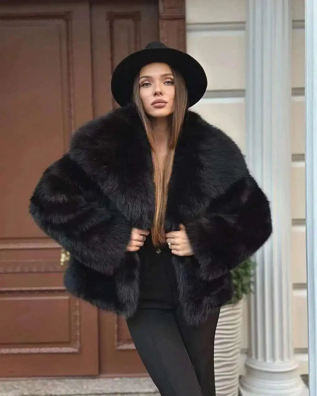 Damen Cardigan Reverskragen Fell Langarm Elegant – Modischer & Schicker Mantel | Herbst Winter