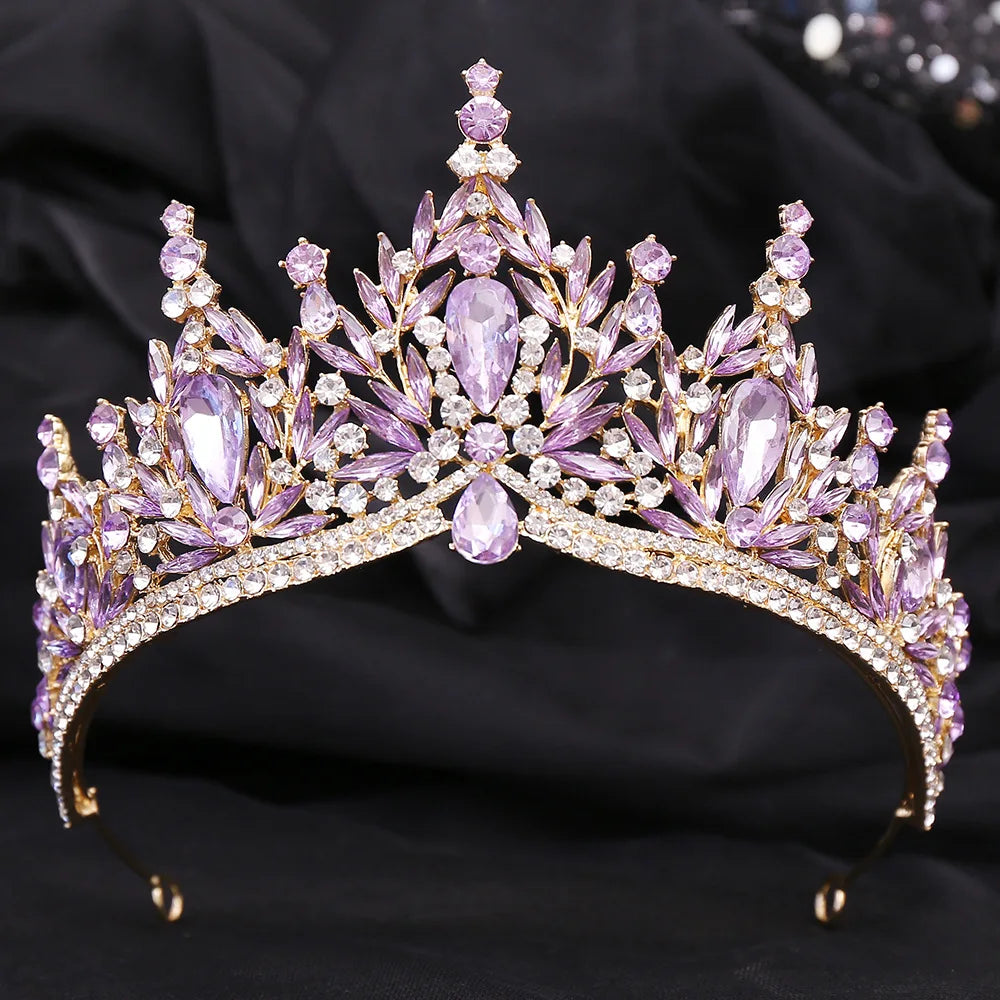 DIEZI Parure Couronne Baroque Mariage Cristal Opale – Tiare Collier Boucles Princesse