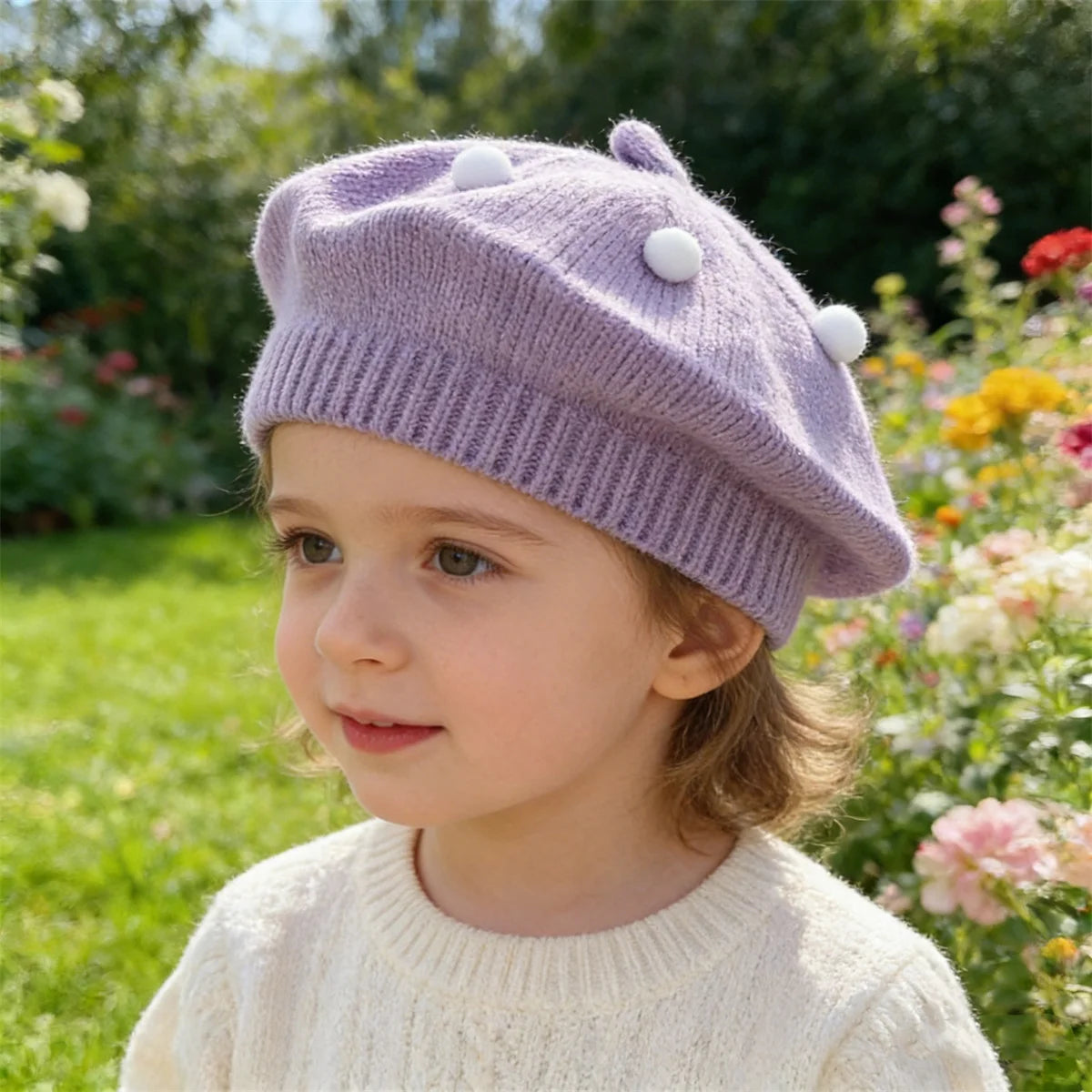 Béret Tricoté Enfant Couleur Unie – Bonnet Peintre Chaud Automne Hiver Fille Garçon Tendance