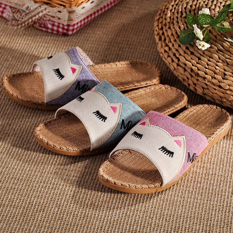 Pantoffeln Leinen Cartoon Kinder Anti-Rutsch – Atmungsaktive Dicke Sohle Indoor Paar Unisex