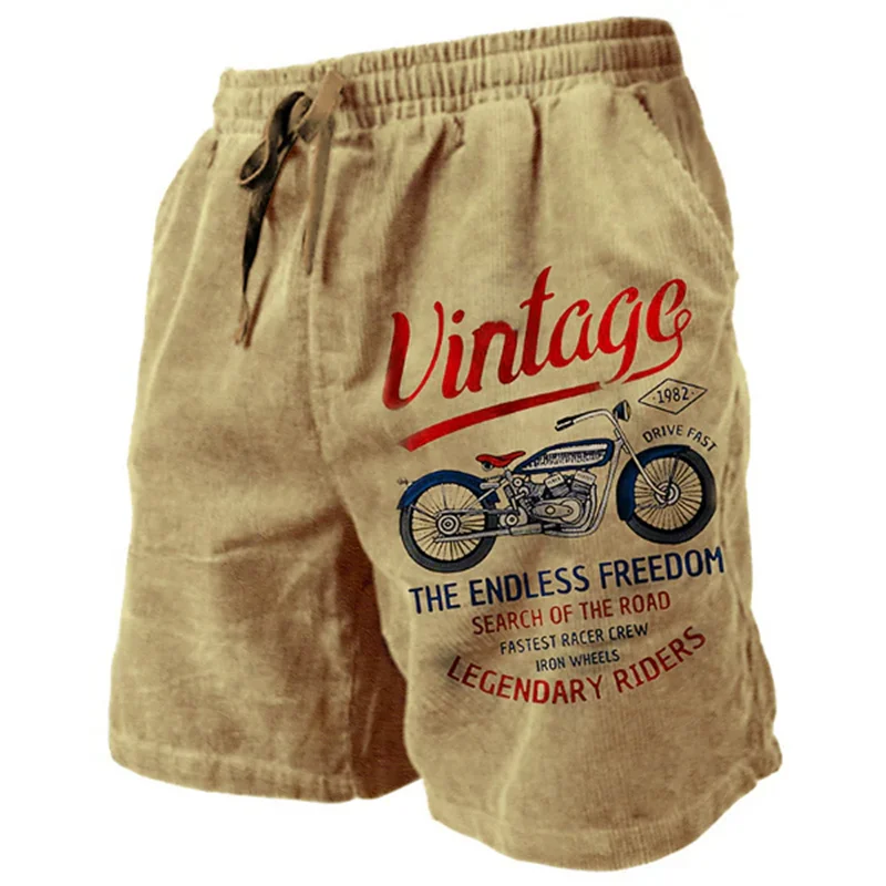 Short de Bain Homme Vintage Motard Imprimé 3D Beach Casual Été Loose Streetwear | Short Moto Premium
