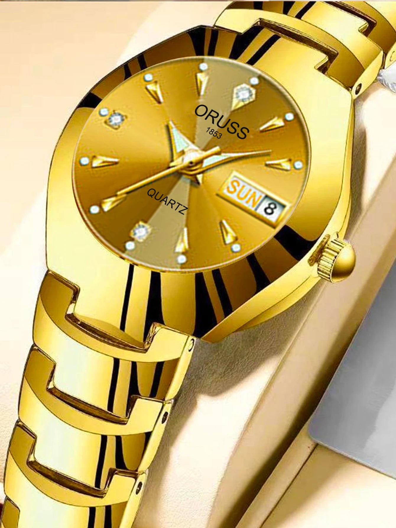 ORUSS Damen Armbanduhr Business Casual Luxus Edelstahl Quarz Datum Tag Wasserdicht 30M – Elegant Fashion
