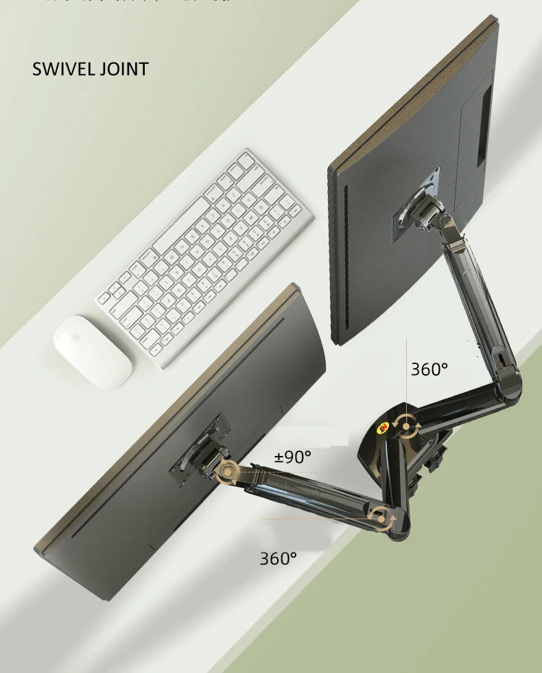 Support Double Écran NB A5C F160 – Bras Articulé à Ressort 10''-27'' | 360° Rotatif Bureau 2-9kg
