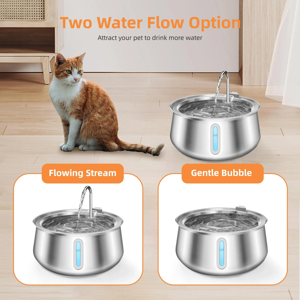 Fontaine à Eau Chat & Chien Inox 4L Automatique – Distributeur Eau Grande Capacité Filtration Multi-Couches | Bol Eau Animaux