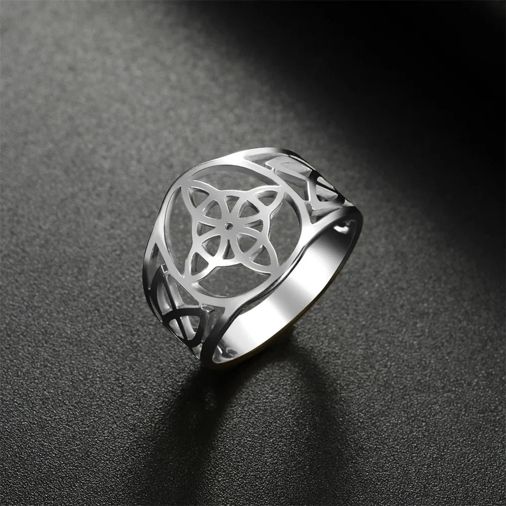 Bague Nœud Celtique Acier Inoxydable — Amulette Protection Wicca Couple