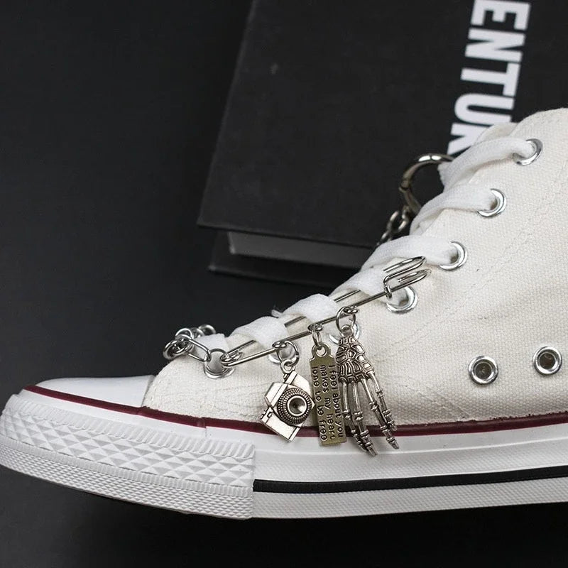 Chaîne Décoration Sneaker Hip-hop Métal Punk – Style Dark, Pin Chaussure Toile High-Top | Accessoire Mode Homme & Femme