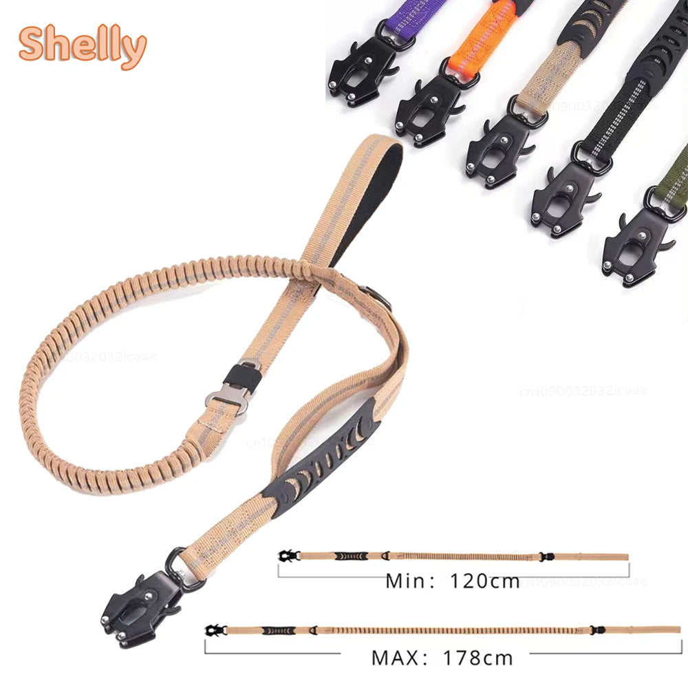 Laisse Chien Grande Race Robuste Anti-Traction Bungee Tactique – 2 Poignées Rembourrées Absorption Chocs | Accessoires Chien