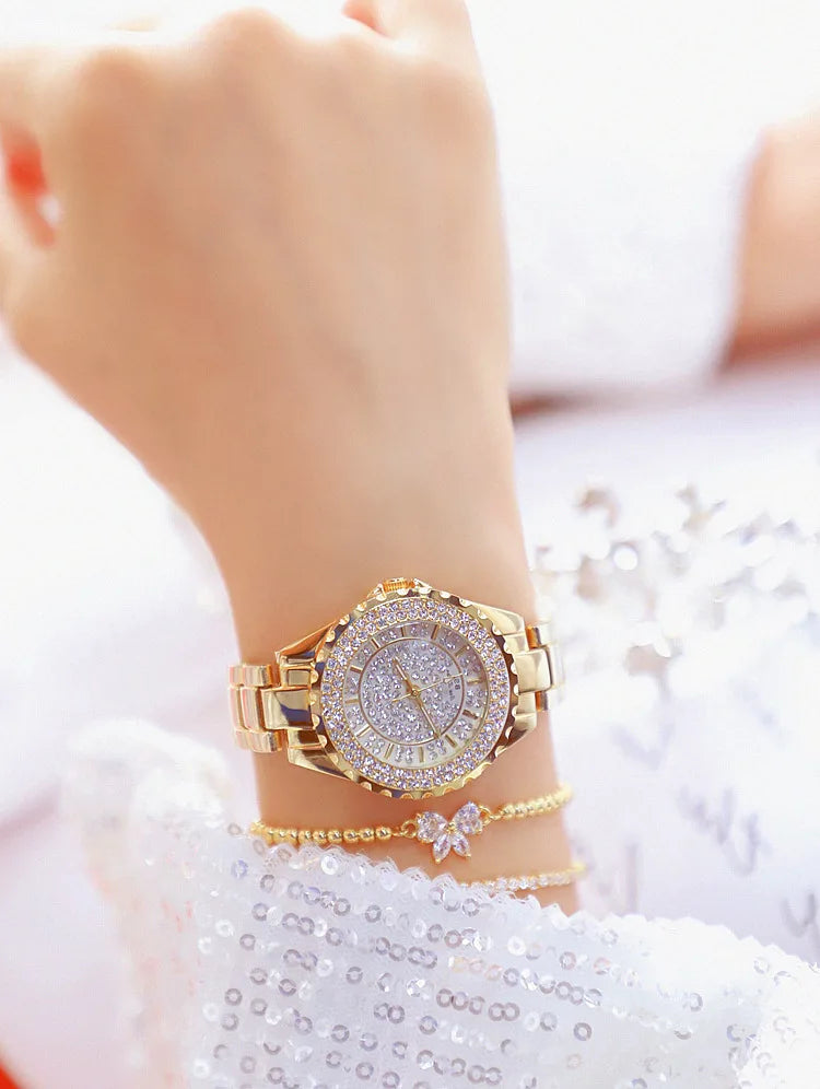 Montre Femme Or Bracelet Dress Luxe 2025 – Acier Complet Élégante Fashion Top Brand