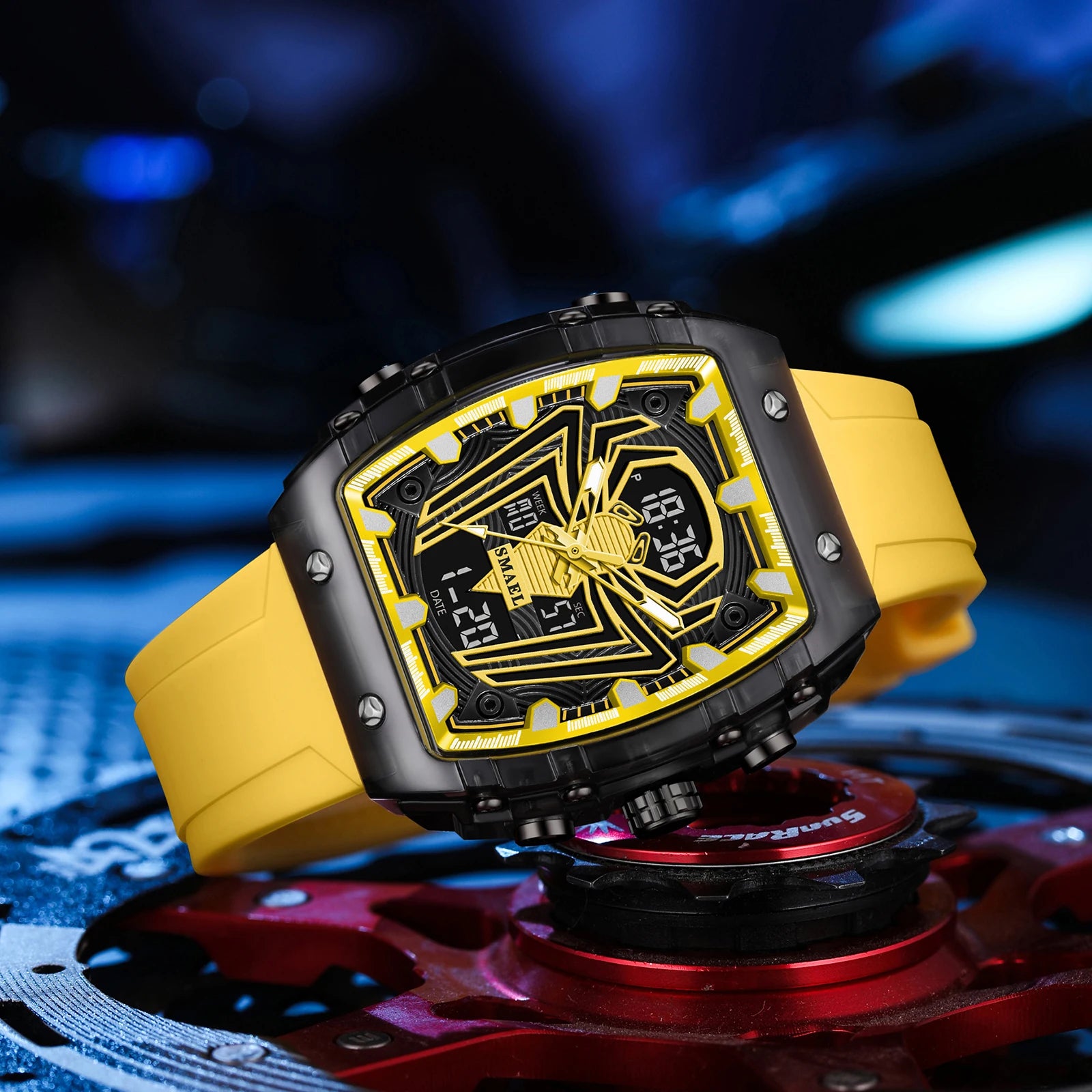 Montre Homme Digital Rectangle 8116 Double Fuseau – Sport Étanche 50M Électronique 2025