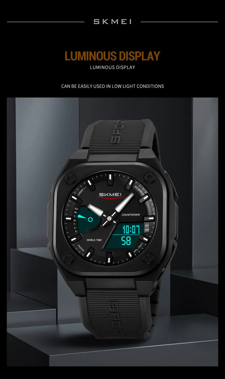 Montre Unisexe SKMEI Business Digital Quartz – Sport Étanche Multifonction Fashion