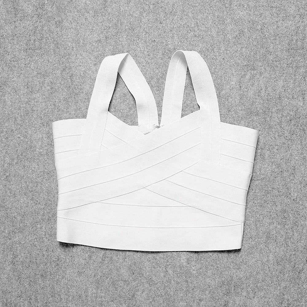 Crop Top Femme Bretelles Fines Bandage Élastique Vintage – Caraco Streetwear Blanc Noir Rouge | Soirée & Quotidien