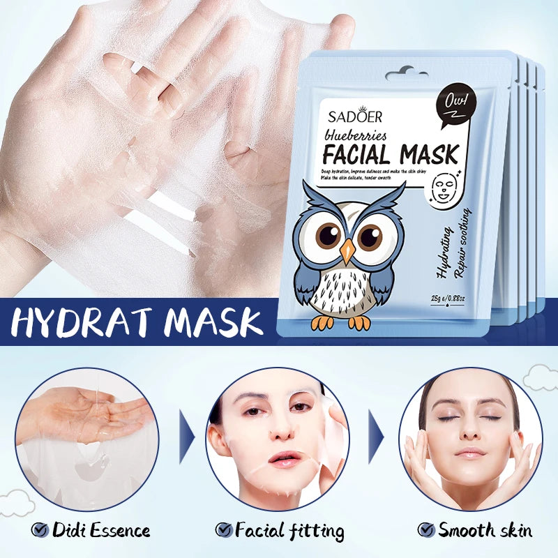 Masques Visage Fruits Frais SADOER – Lot de 5 | Hydratation, Éclat & Apaisement | Soin Peau Quotidien