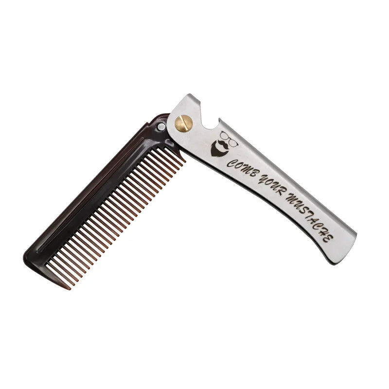 Peigne Pliable Barbe Moustache Massage – Brosse Cheveux Pocket Clip Fait Main Unisexe
