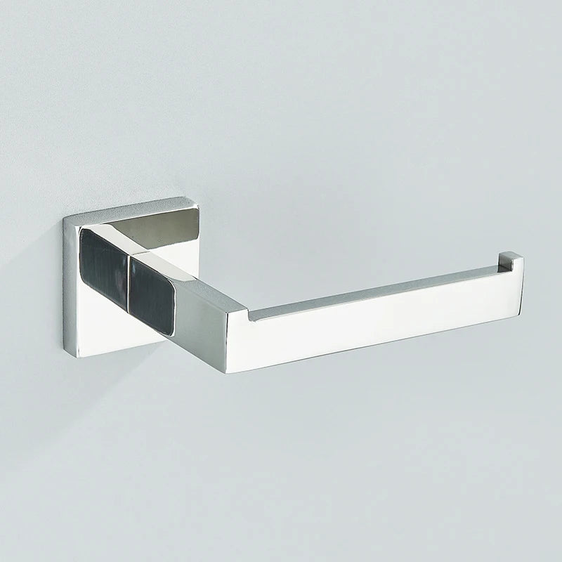 Set Accessoires Salle de Bain Inox – Porte-Serviettes, Porte-Papier & Crochet | Noir & Or Mural