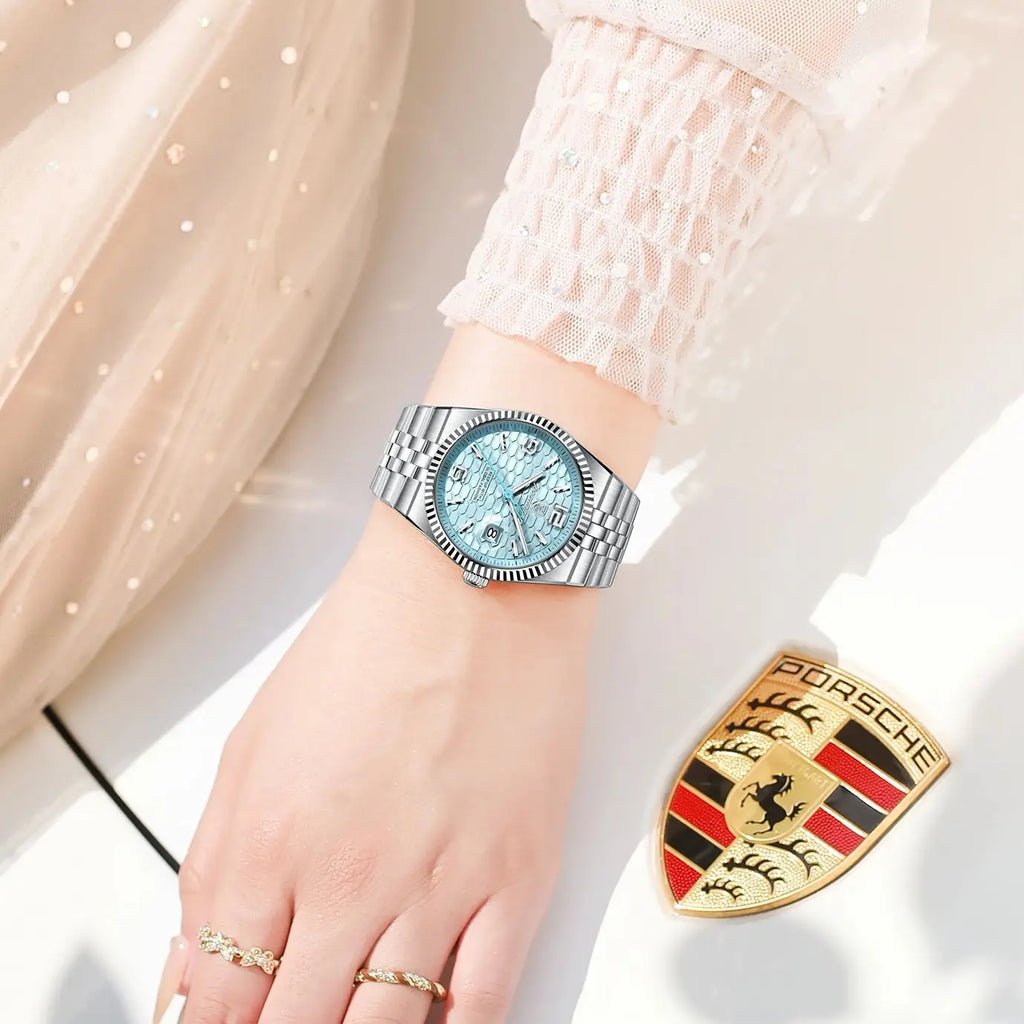 Montre Femme POEDAGAR Élégante Luxe Quartz – Lumineuse Étanche Date + Boîte Cadeau