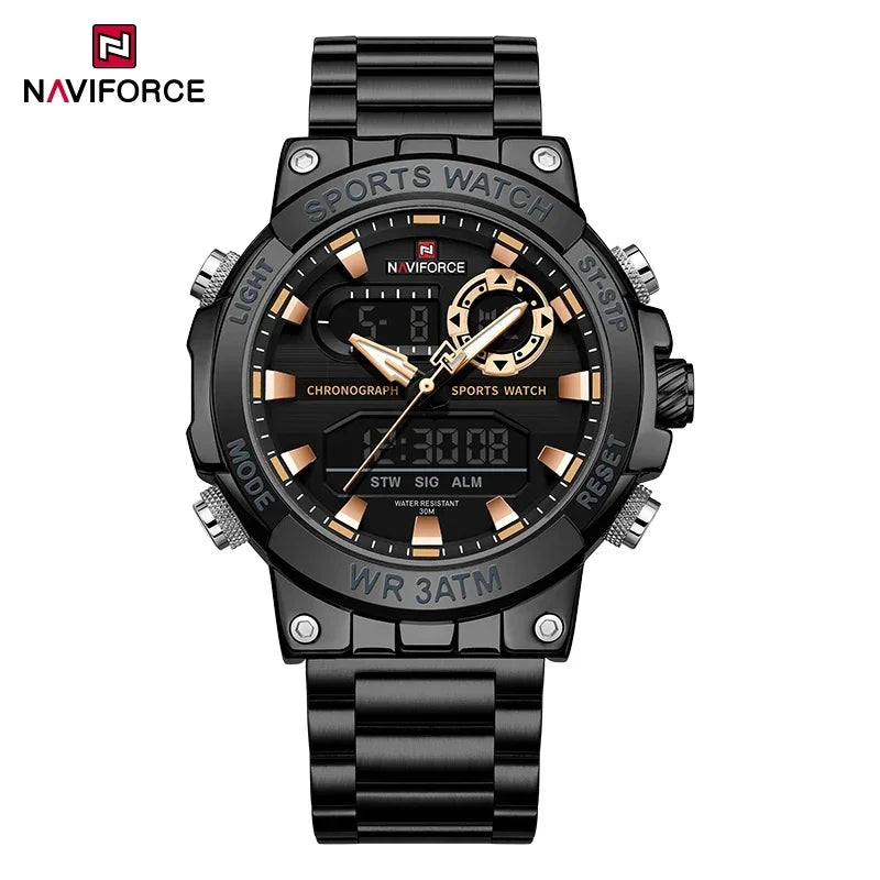 Montre Homme Militaire NAVIFORCE Double Affichage Quartz – Sport Étanche Grand Cadran