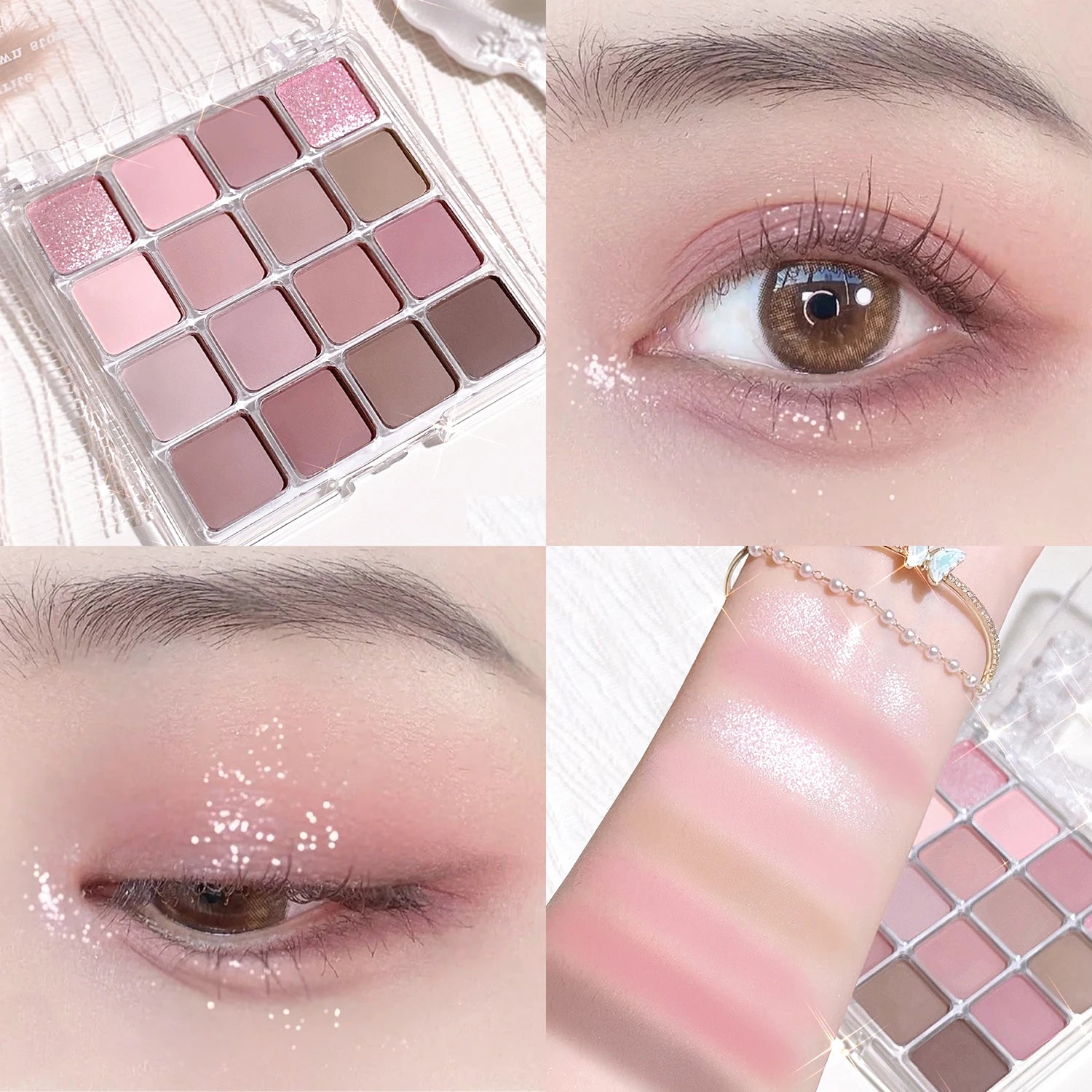 Palette Fard à Paupières 16 Couleurs Sunset Magic – Perle & Mat Tons Terre | Maquillage Coréen Yeux