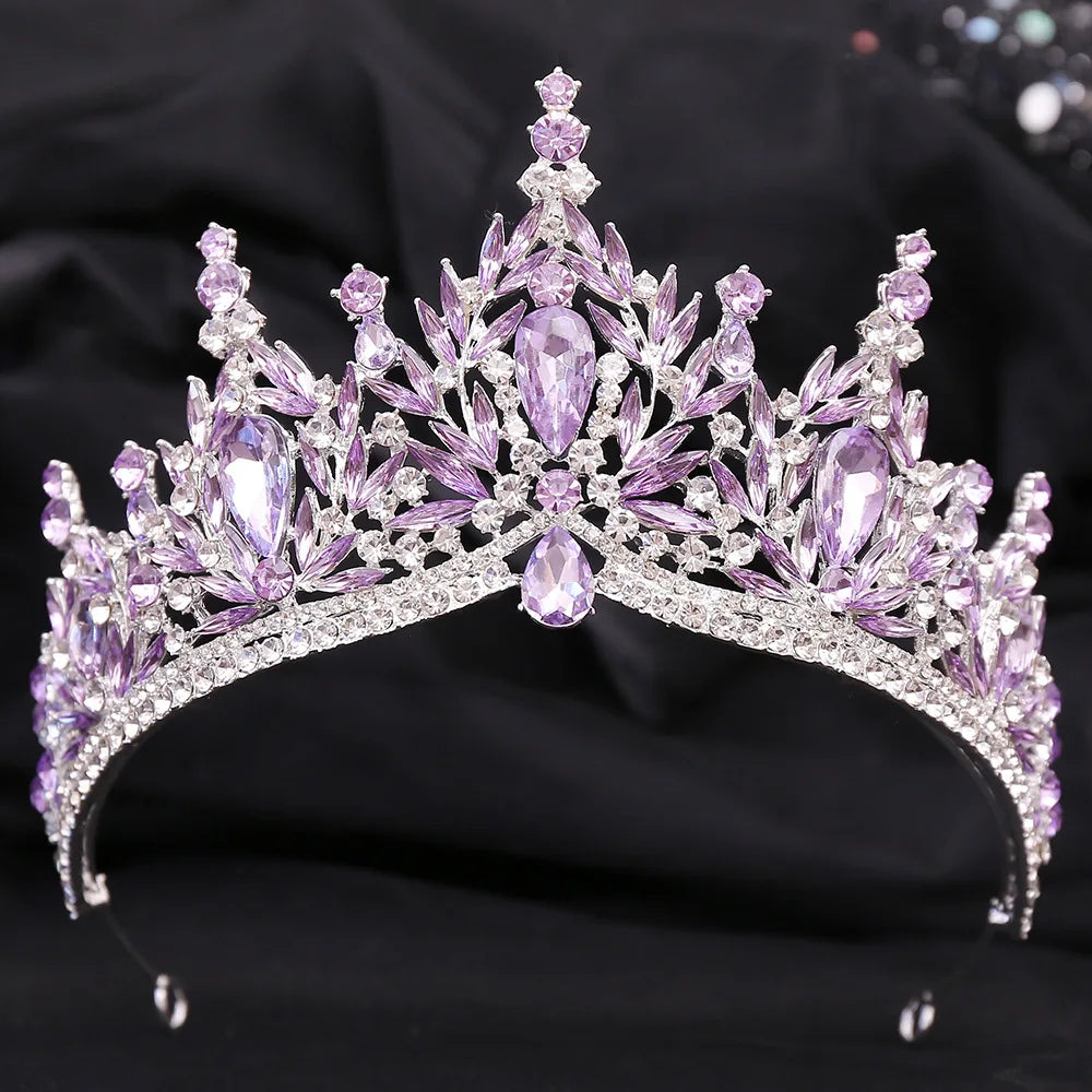 DIEZI Parure Couronne Baroque Mariage Cristal Opale – Tiare Collier Boucles Princesse