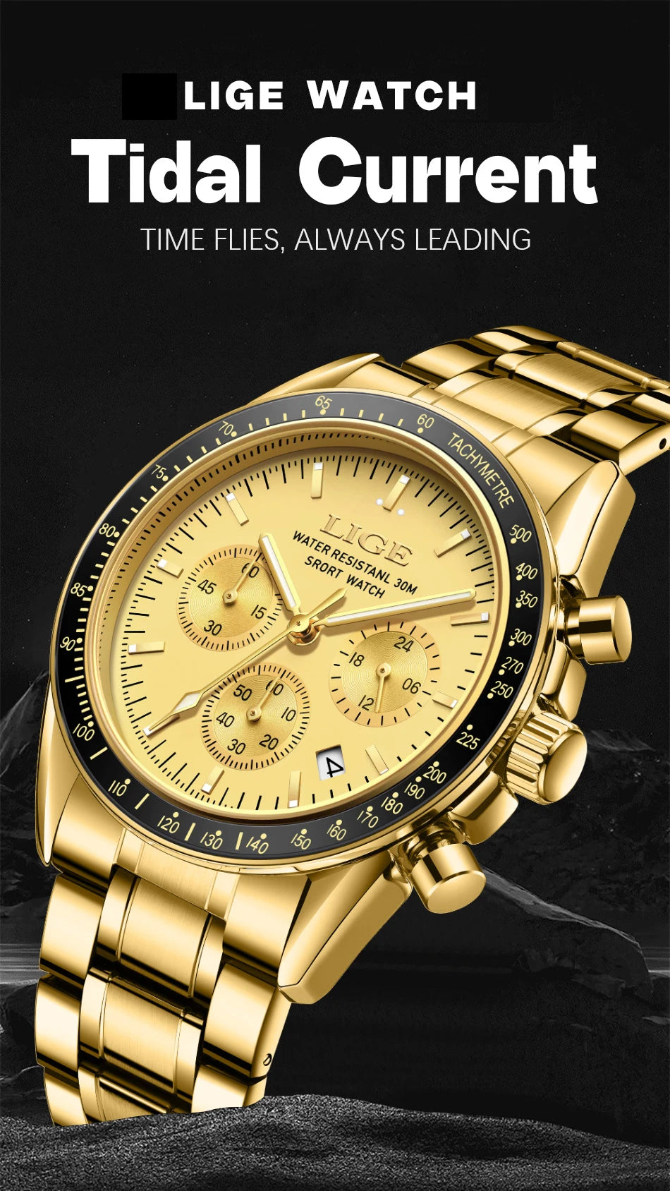 Herrenuhr LIGE Luxus Fashion Quarz – Edelstahl Leuchtend Wasserdicht Trendig