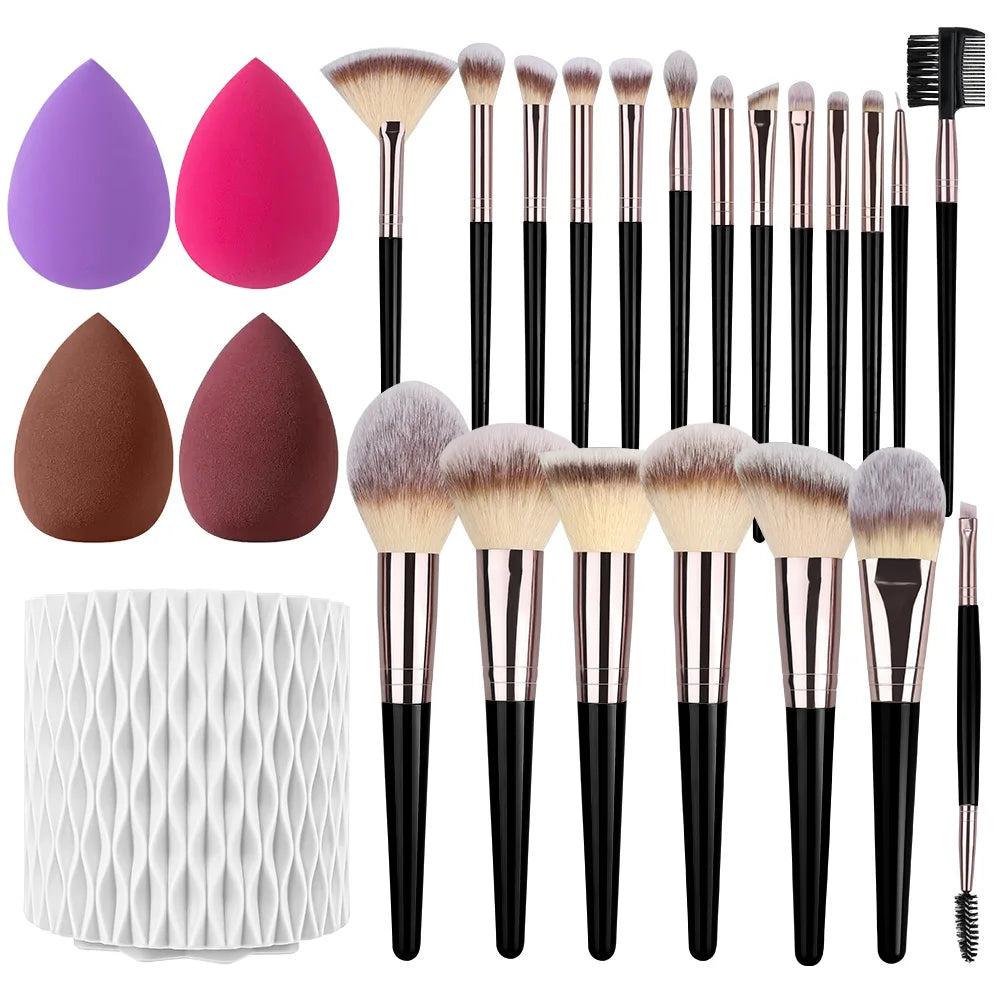 Set de Pinceaux de Maquillage Professionnel – Fond de Teint, Fard à Paupières, Correcteur & Blush | Doux & Soyeux