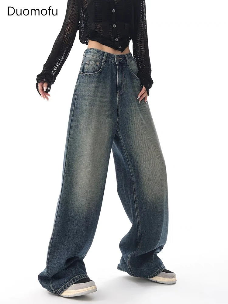 Jean Baggy Femme Taille Haute Boutons Vintage Style Américain Slim Casual Automne – Duomofu | Jean Chic Décontracté Mode