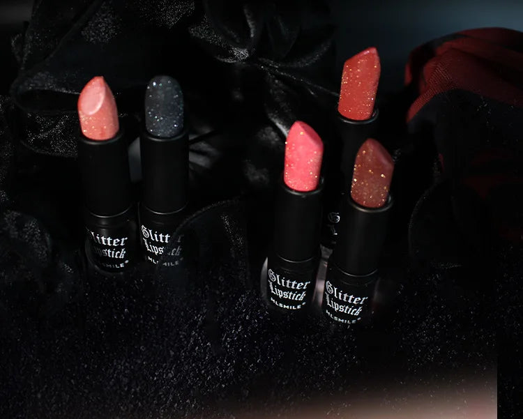 Rouge à Lèvres Glitter 7 Couleurs – Diamond Pearlescent Métallique Waterproof | Lipgloss Noir Femme