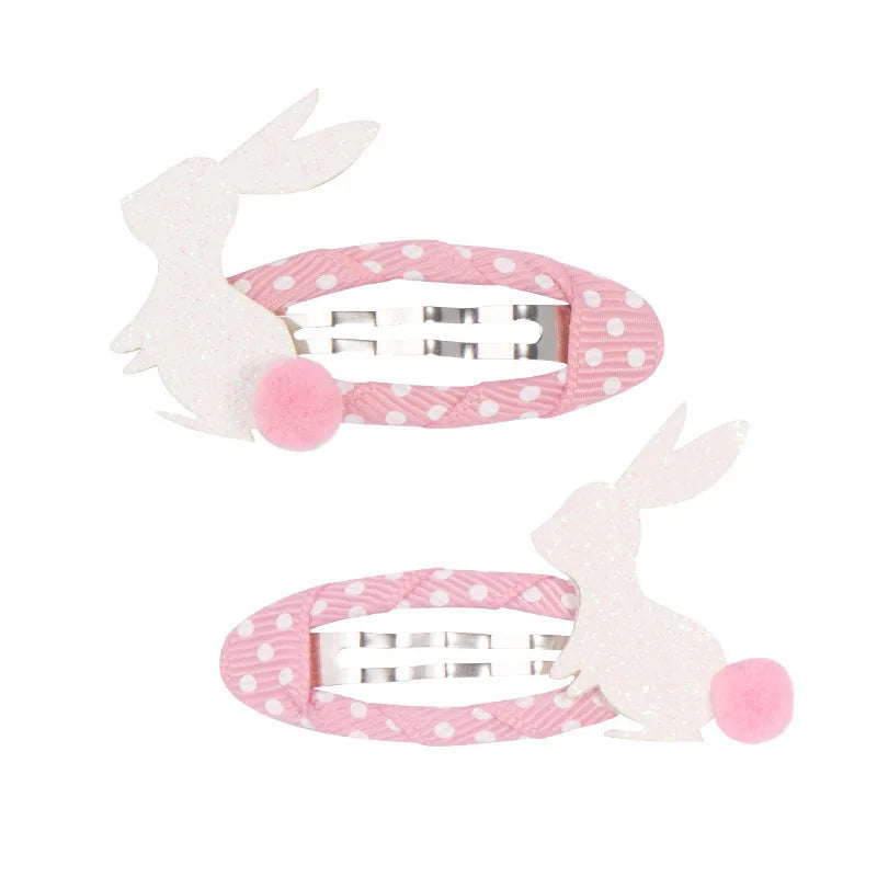 Lot 2 Barrettes Fille Bébé Motifs Adorables – Pinces Cheveux Enfant Animal Fruit Fleur Lapin Kitty