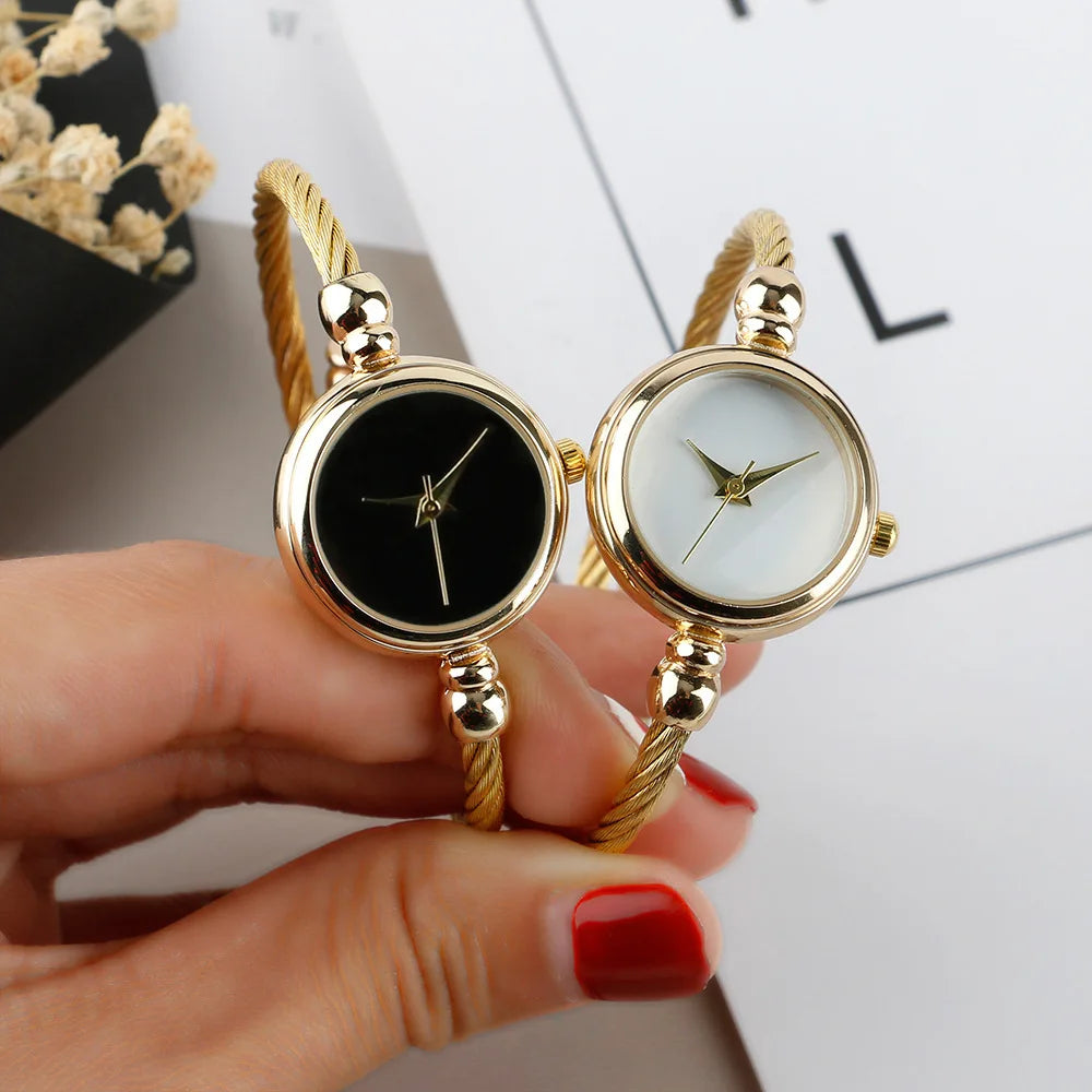 Montre Femme MAYZHISU Rétro Quartz Or – Bracelet Bangle Chaîne Acier Luxe Minimaliste