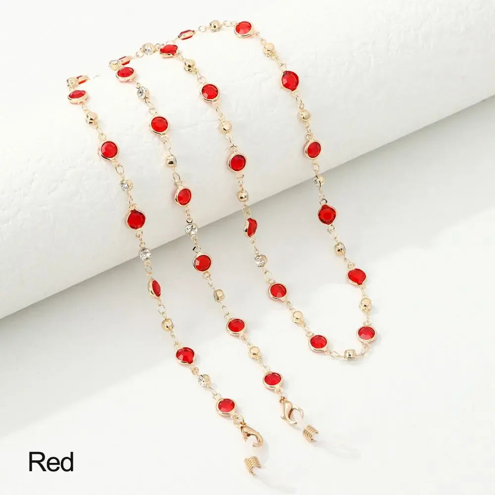 Chaîne de Lunettes Cristal Colorée – Cordon Lunettes de Soleil & Collier Tendance | Accessoire Femme