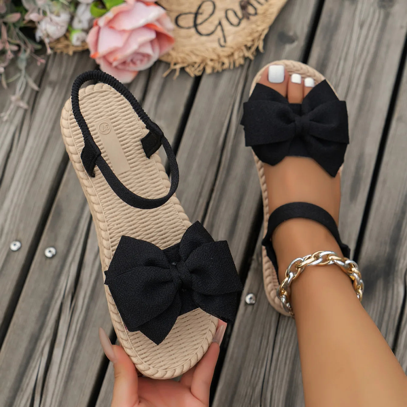 Mules Bow Tie Légères Femme Plage 2024 – Sandales Flat Casual Slides Home Outdoor