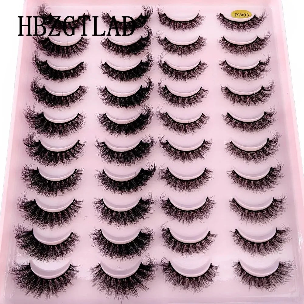 Lot 20 Paires Faux Cils Naturels 3D Vison – Extension Cils Longue Tenue | Maquillage Regard Envoûtant