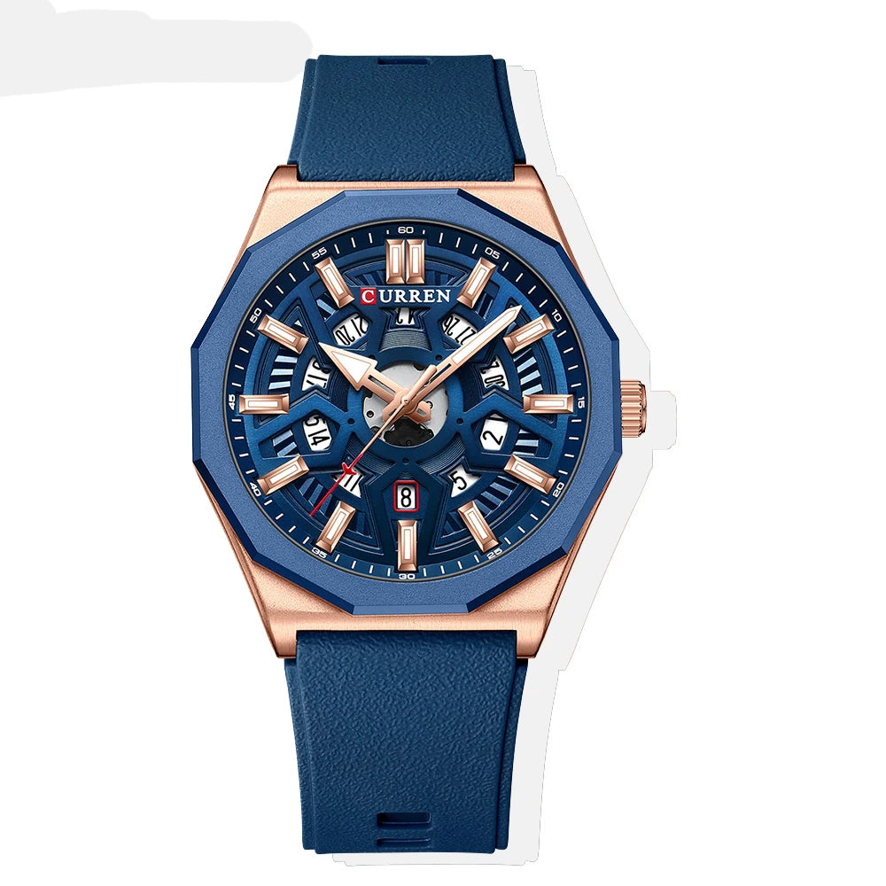 Montre Homme CURREN Design Créatif Quartz Silicone Lumineux Date – Fashion Sport Élégant