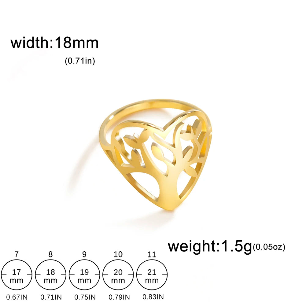 Bague Arbre de Vie Acier Inoxydable Argenté – Symbole Nature & Spiritualité | Bijou Unisexe Couple & Mariage | Cadeau Intemporel