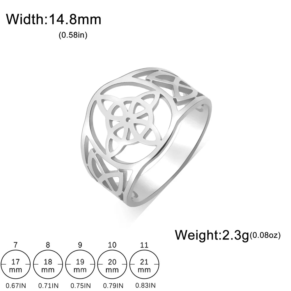 Bague Nœud Celtique Acier Inoxydable — Amulette Protection Wicca Couple