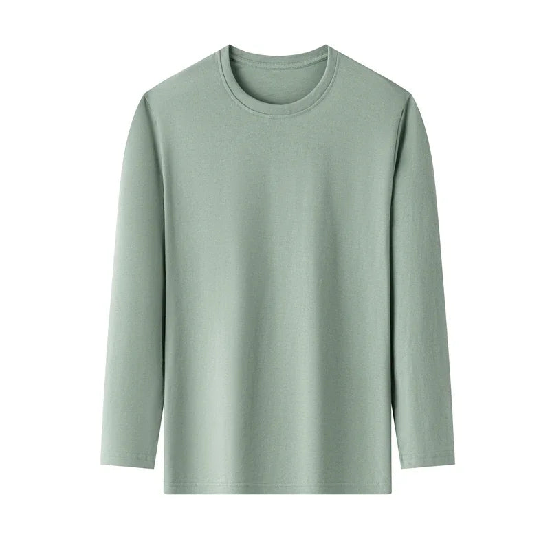 T-Shirt Homme Couleur Unie Col Rond Manches Longues Coton – Respirant Confortable Casual Été Multicolore | Mode Homme Essentiel