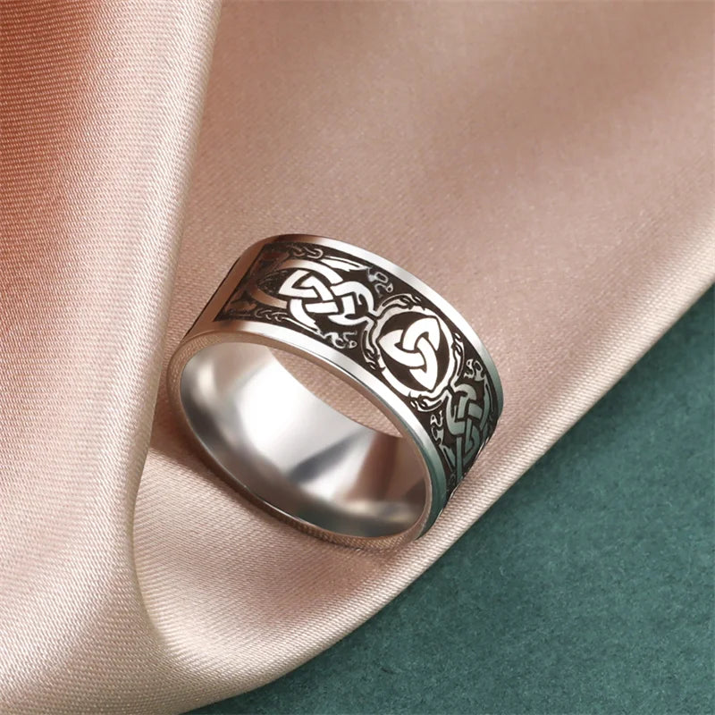 Bague Punk Acier Inoxydable Arbre de Vie Viking – Bague Couple Goth & Nordique | Bijou Homme & Femme | Cadeau Anniversaire & Fête Tendance