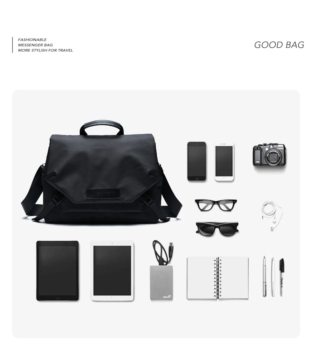 Sac Messenger Homme Laptop Imperméable – Sacoche Business Crossbody Grande Capacité Vélo École