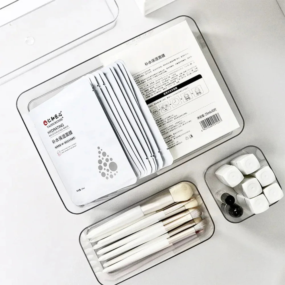 Organisateurs Tiroirs Bureau Maquillage 2025 – Boîtes Plastique Transparent | Rangement Salle de Bain & Bureau