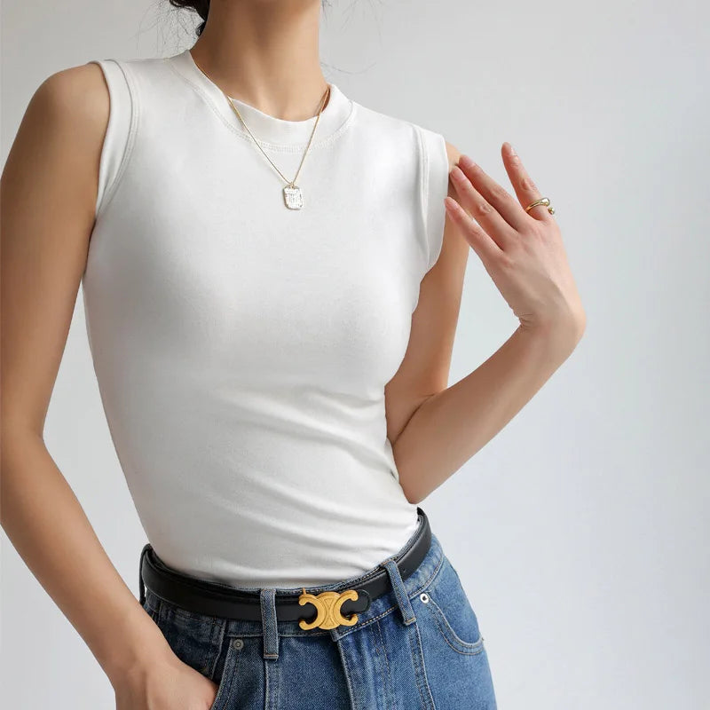 Caraco Débardeur Femme Col Rond Multicolore Basique Sans Manches – Top Sous-Vêtement Couvrant Décolleté Latéral | Mode Essentiel