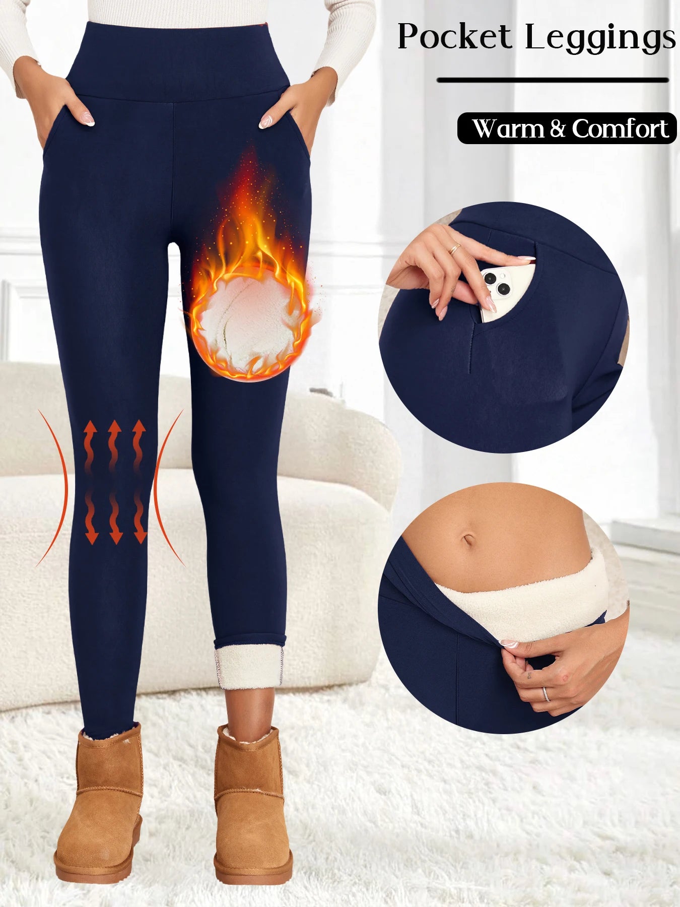 Legging Polaire Femme Taille Haute Flare – Collant Thermique Chaud Gainant | Hiver Confort
