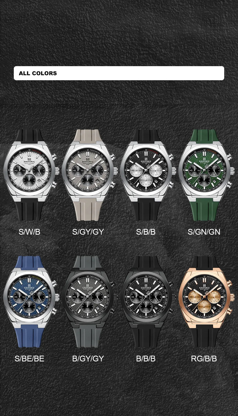 Montre Homme Naviforce 8080 Chronographe Multifonction 2025 – Sport Militaire Luxe Quartz