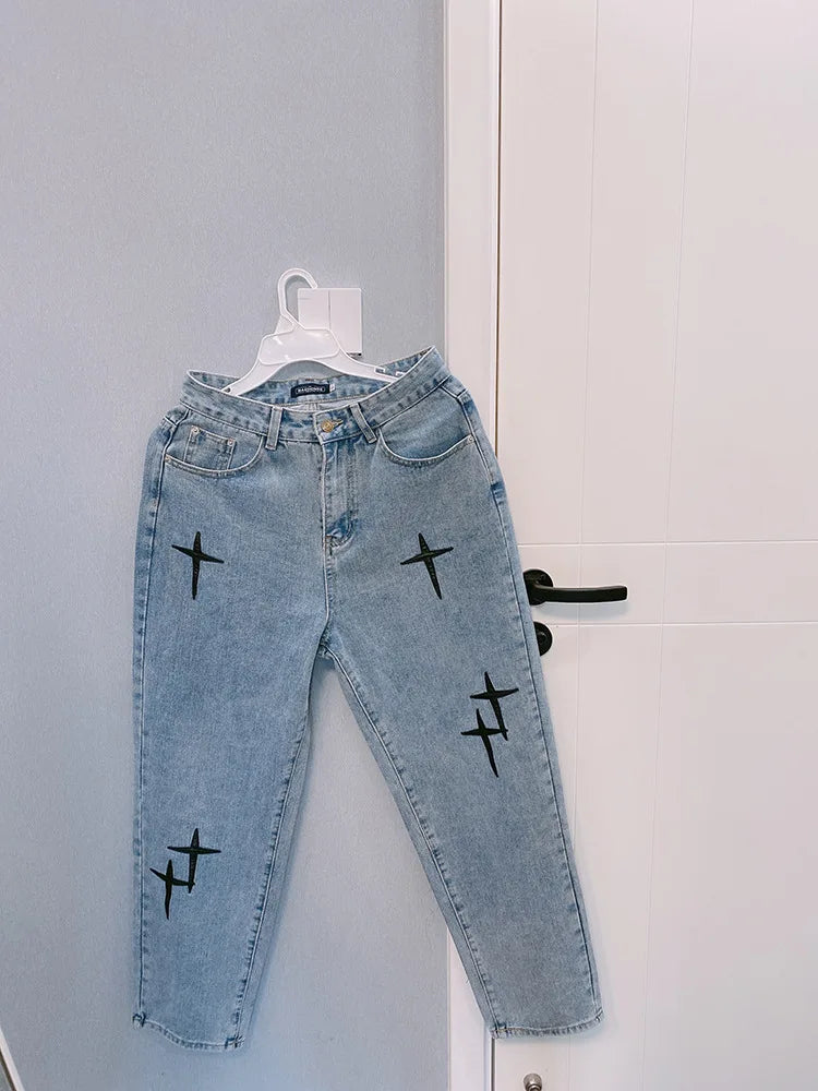 Jean Homme Imprimé Baggy Wide Leg Style Coréen K-Fashion Streetwear Cargo Droit Casual Loose Denim Tendance Urbain – Jean Baggy Premium K-Fashion | Mode Homme Streetwear K-Fashion Premium