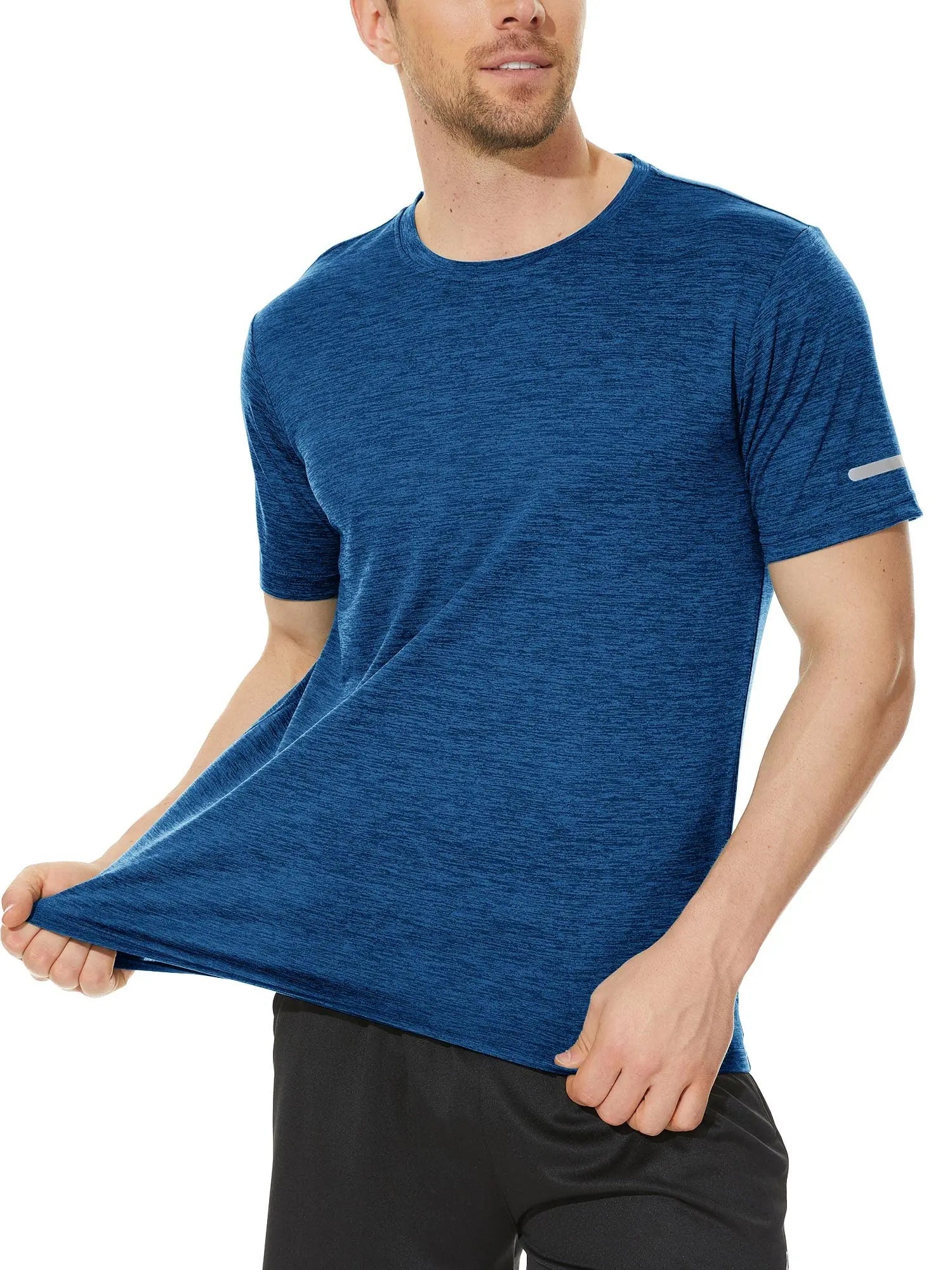 TACVASEN Quick Dry Summer T-shirts Mens Running Jogging T-shirts Crew Neck Athlete Sports Gym Fitness Pullover Reflective Shirts
