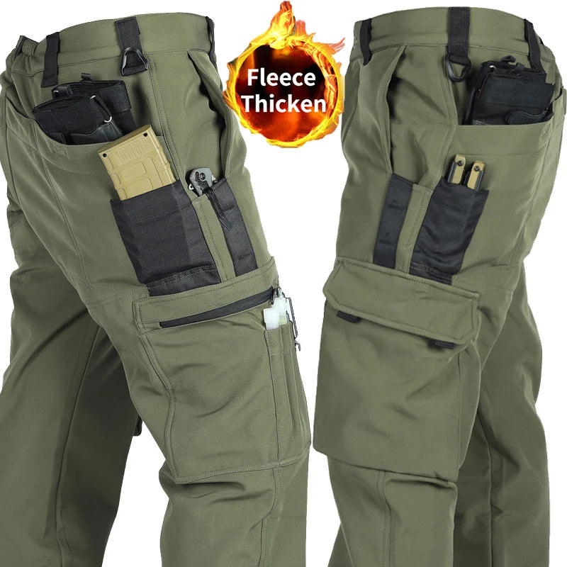 Herren Taktische Fleece Softshell Cargohose Multipocket Outdoor Wandern Sport Militär Warm Herbst Winter Arbeit – Premium Tactical Hose Allrounder | Outdoor Mode Premium Herren