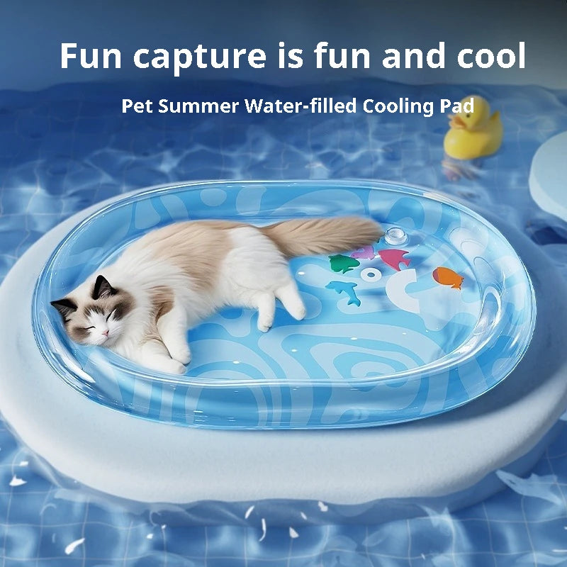 Tapis Rafraîchissant à Eau Chat & Chien – Lit Glacé Anti-Griffures Épais Grande Taille Été