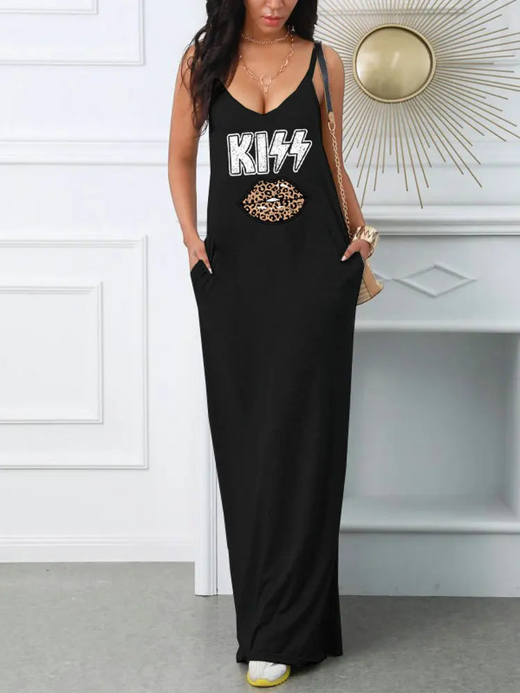 Robe Mini Femme Été Imprimée Bretelles Sexy – Style T-Shirt avec Poche Casual Ample | Été