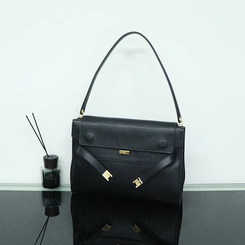 Sac Carré Femme Cuir Suède Luxe – Boucle Dorée Rétro Bandoulière Hiver Premium