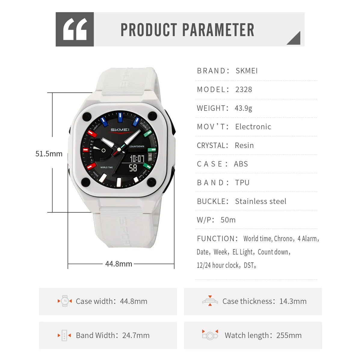 Montre Unisexe SKMEI Business Digital Quartz – Sport Étanche Multifonction Fashion