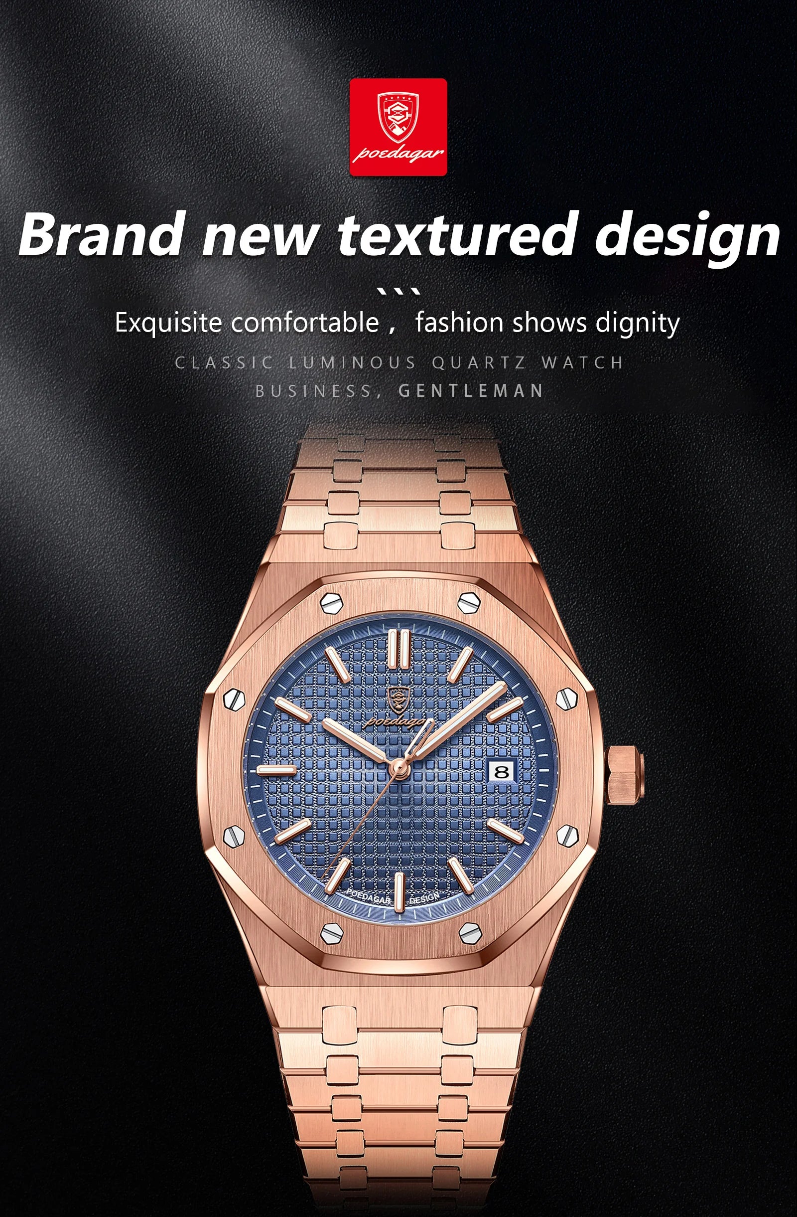 Montre Homme POEDAGAR Business Luxe Quartz – Acier Lumineux Étanche Date Fashion
